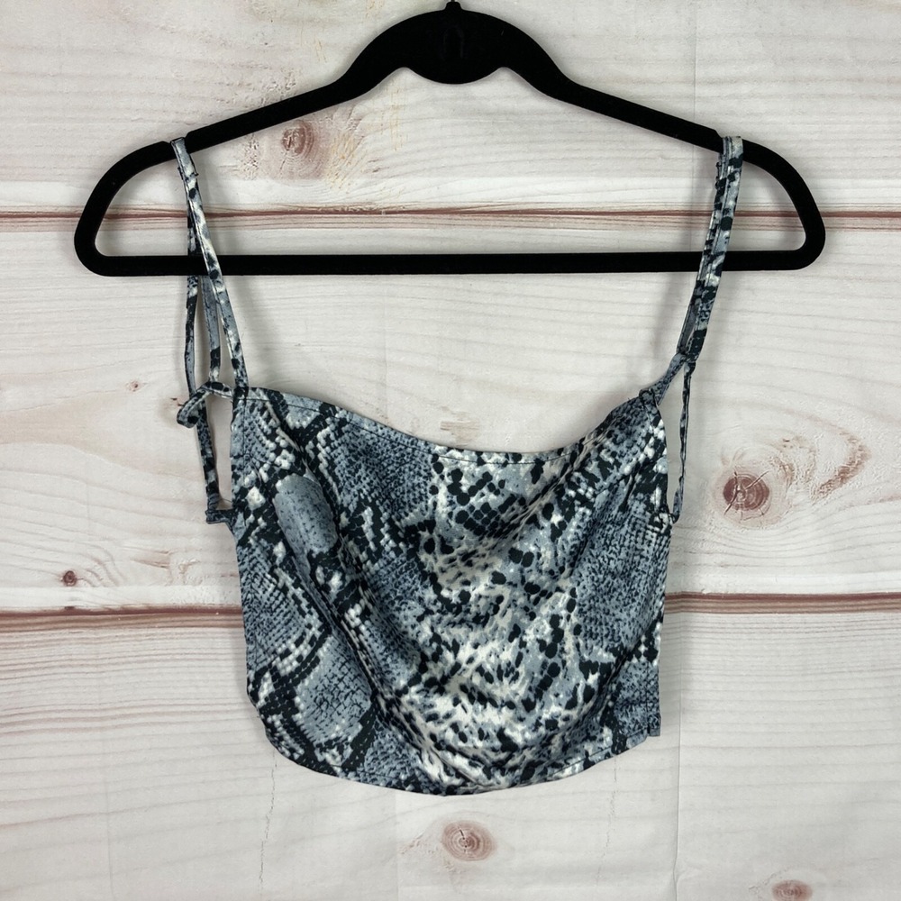 Princess Polly Top Womens 6 Satin Backless Crop Tank‎ Snakeskin Sleeveless Cami